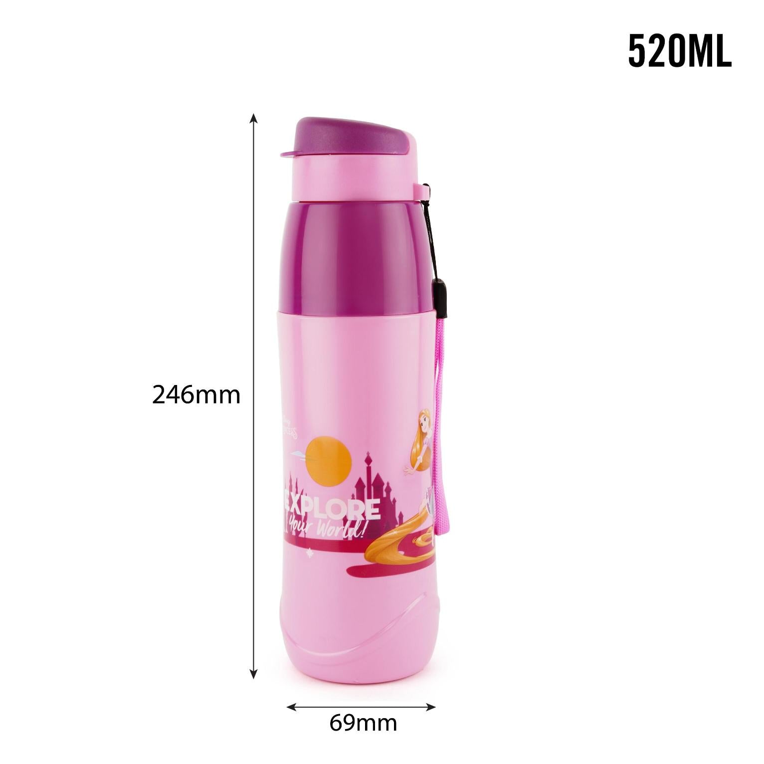 Puro Disney 600 Cold Insulated Kids Water Bottle, 520ml Pink / 520ml / Disney Princess