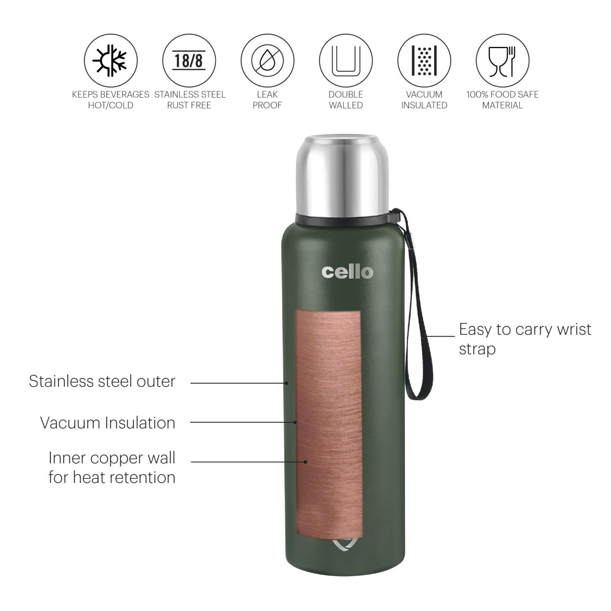 Duro Flip Flask, Vacusteel Water Bottle with Thermal Jacket / 1500ml