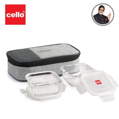 Delighta Borosilicate Glass Lunch Box with Jacket, Square Clear / 2 Pieces