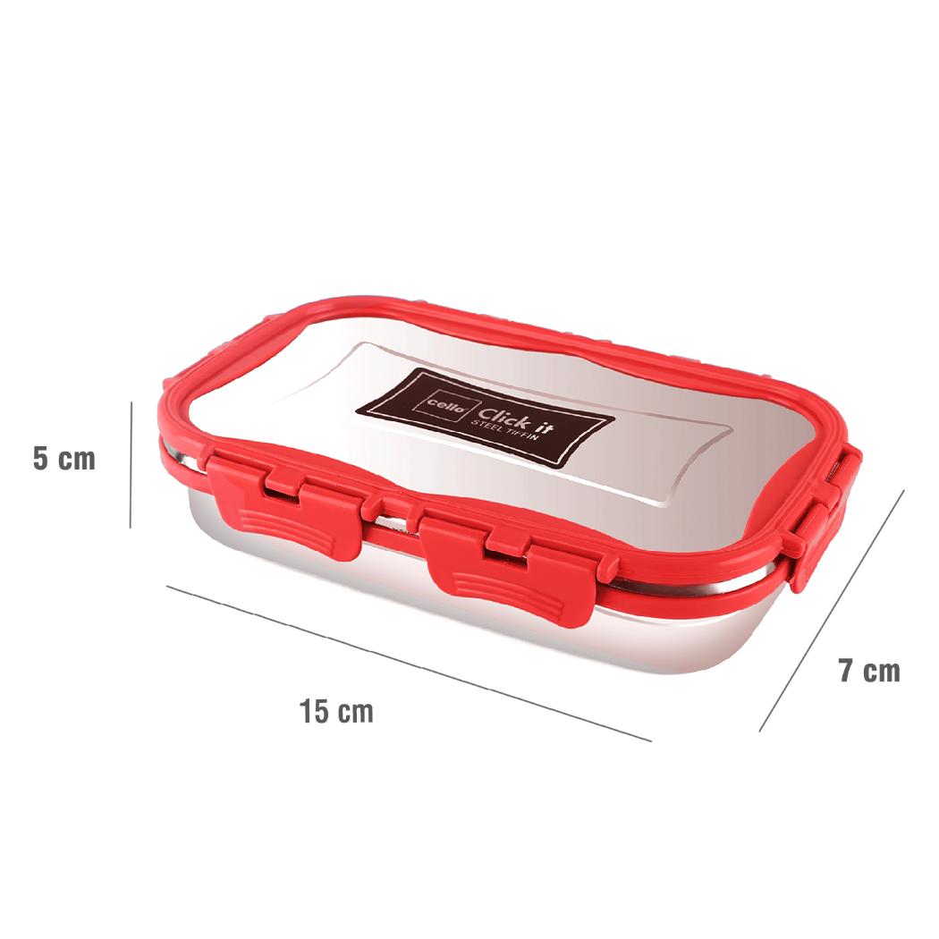 Click It Stainless Steel Lunch Box, Medium Red / 2 Piece / Medium