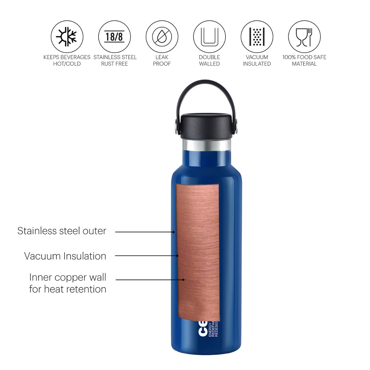 Aqua Bliss Flask, Vacusteel Water Bottle, 800ml / 800ml