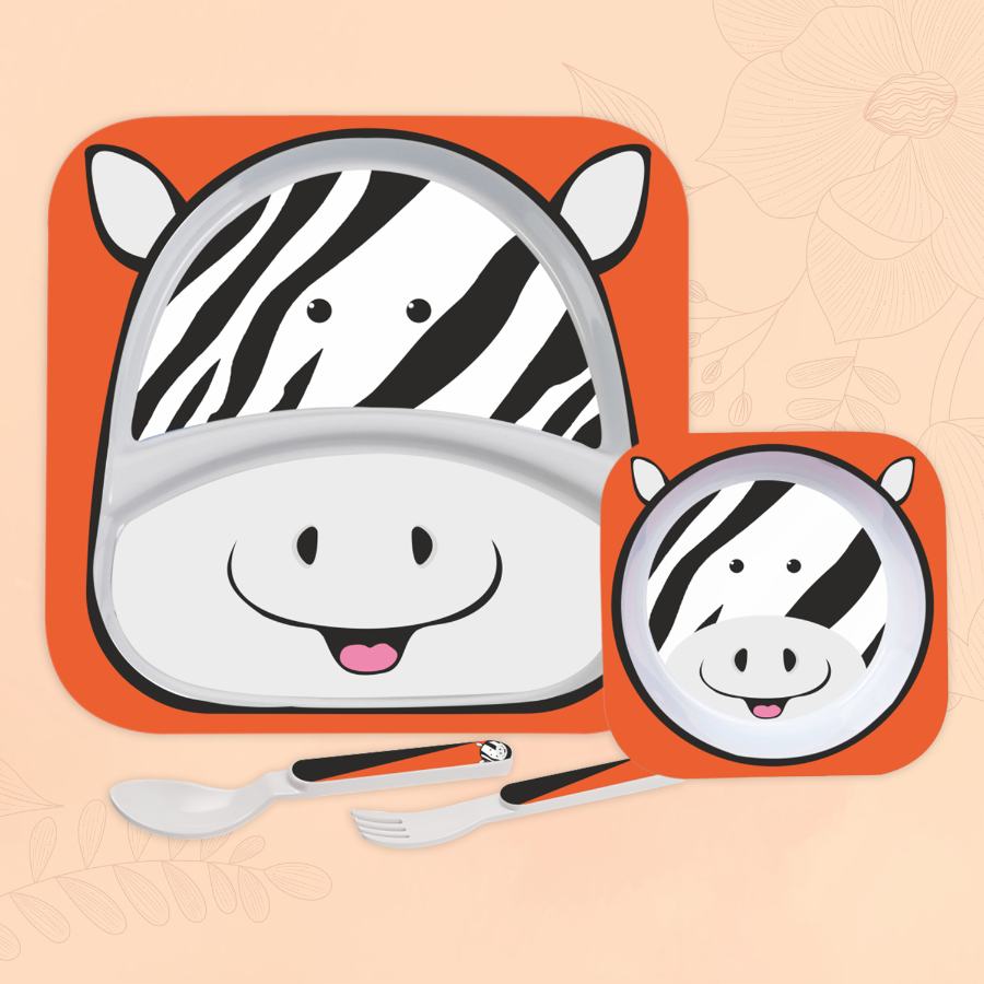 Orange|Kids Zebra Meal Set