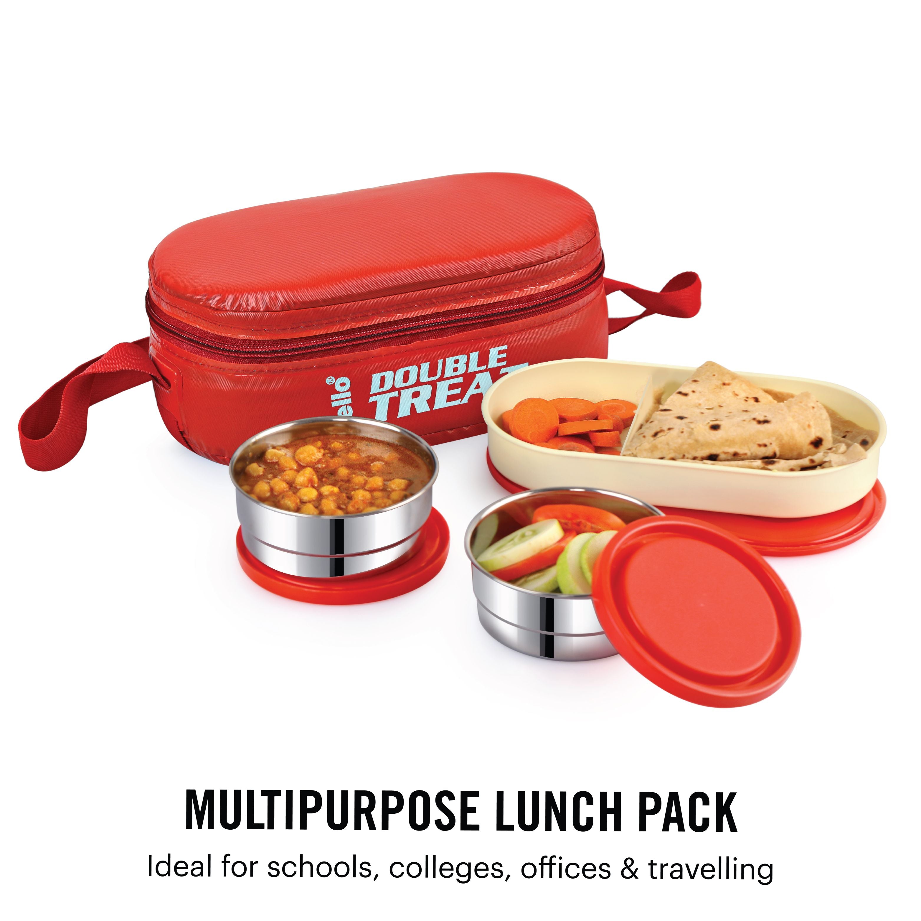 Double Treat Lunch Box with Jacket, Set of 3 / 3 Piece