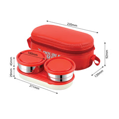 Double Treat Lunch Box with Jacket, Set of 3 Red / 3 Piece