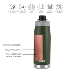 Duro Sports, Vacusteel Water Bottle, 1100ml Green / 1100ml / 1 Piece