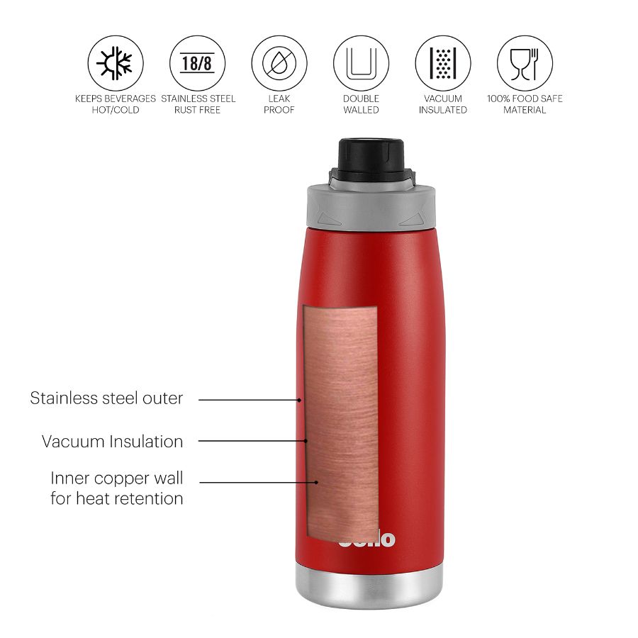 Duro Sports, Vacusteel Water Bottle, 1100ml Red / 1100ml / 1 Piece