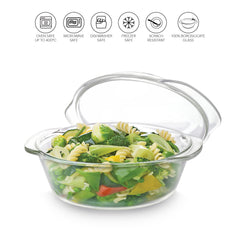 Angelica Round Casserole With Lid, 1100ml Clear / 1100ml