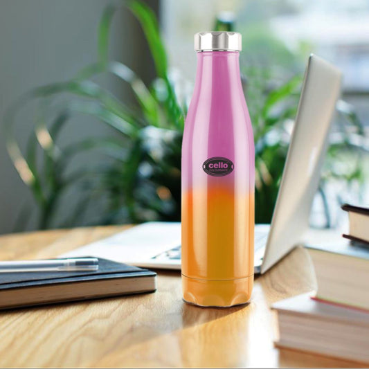 Pink Orange|Colourmate Flask, Vacusteel Water Bottle, 500ml / 500ml