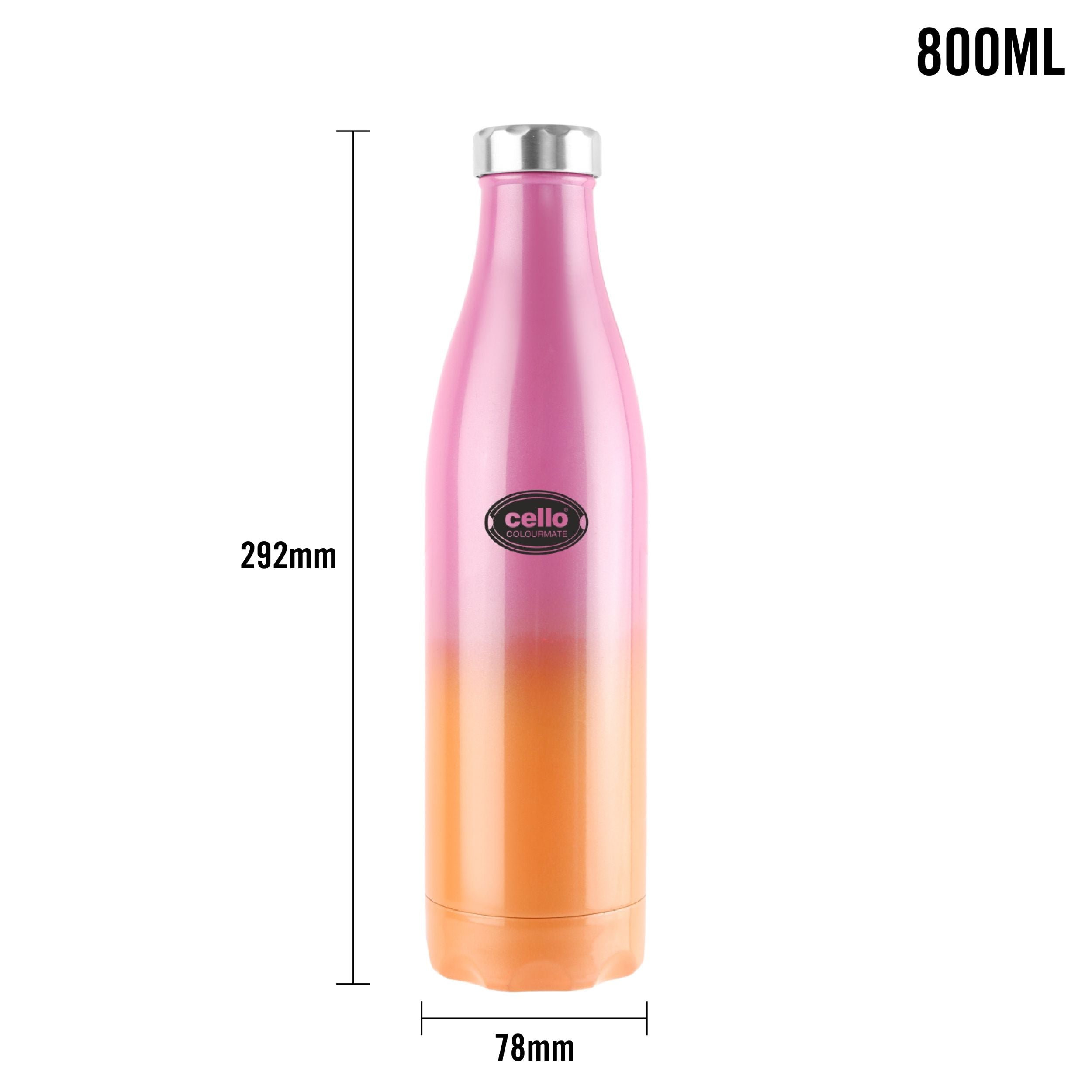 Colourmate Flask, Vacusteel Water Bottle, 800ml Pink Orange / 800ml