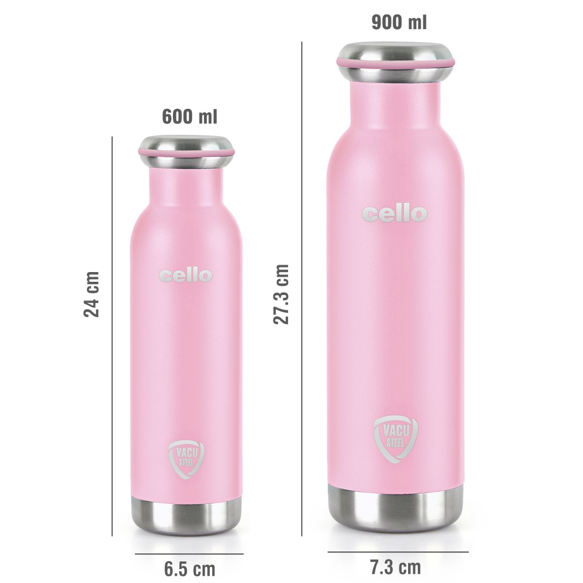 Duro Sip Flask, Vacusteel Water Bottle, 600ml Pink / 600ml