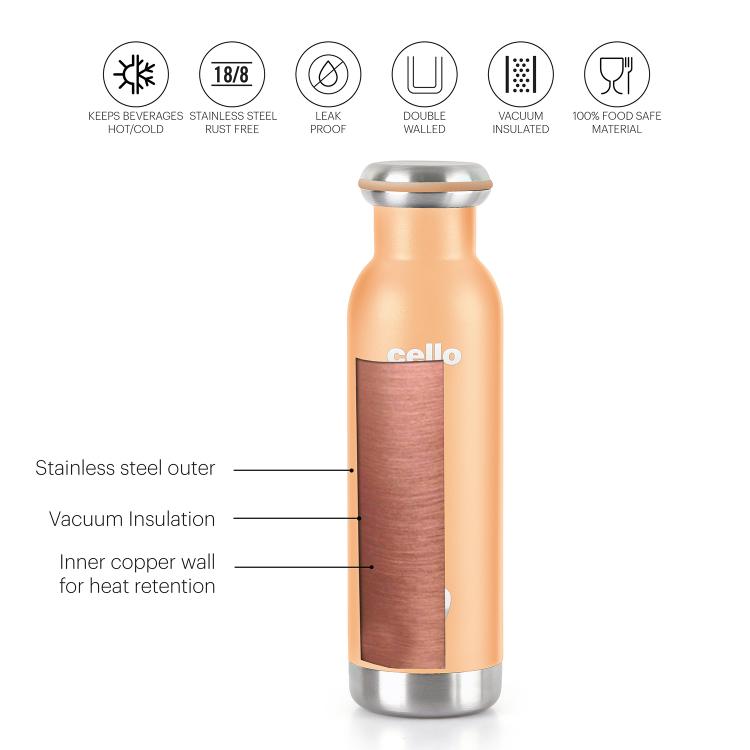 Duro Sip Flask, Vacusteel Water Bottle Orange / 600ml