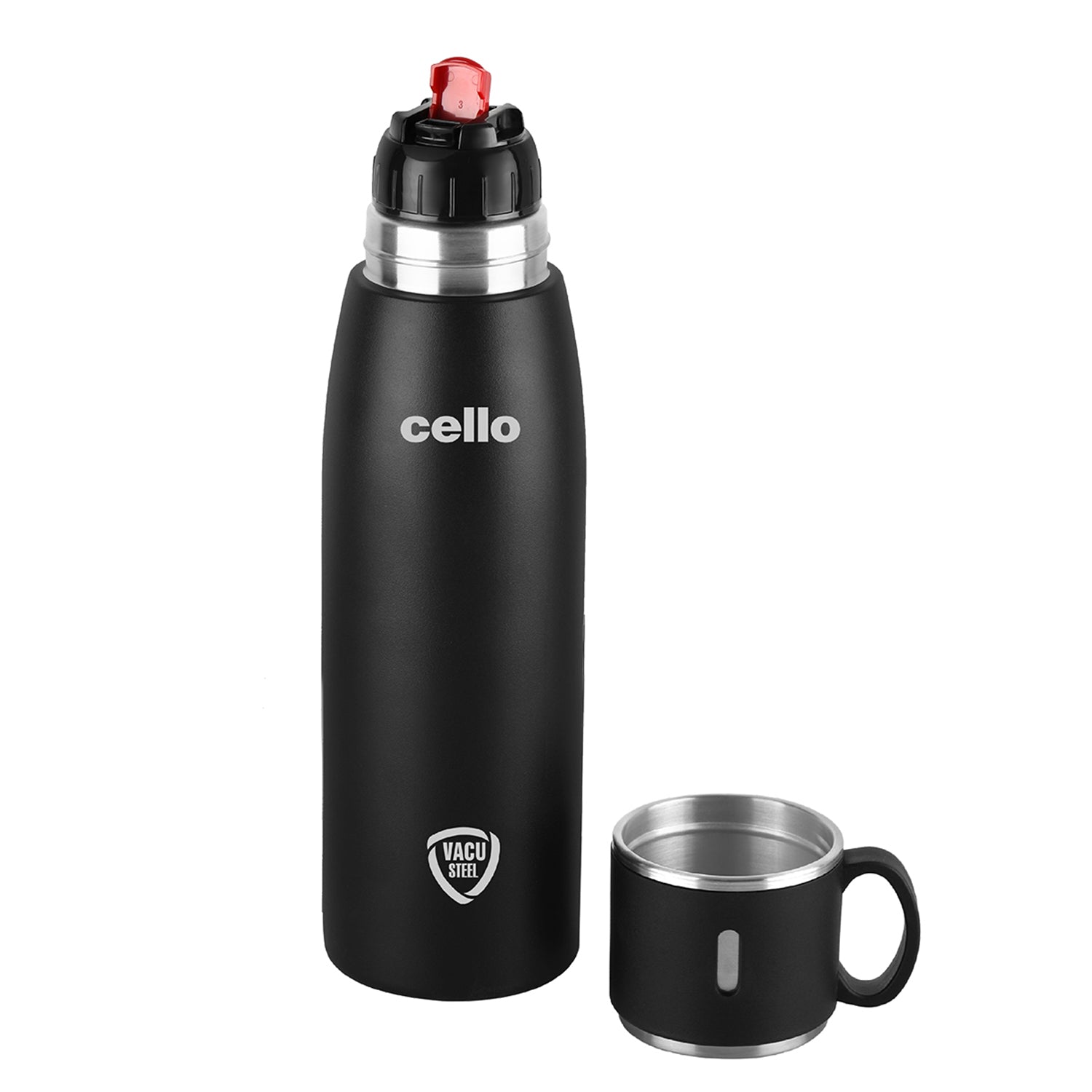 Duro Cup Style Flask, Vacusteel Water Bottle 500ml Black / 500ml