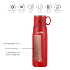 Duro Cup Style Flask, Vacusteel Water Bottle 500ml Red / 500ml