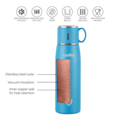Duro Cup Style Flask, Vacusteel Water Bottle 500ml Blue / 500ml