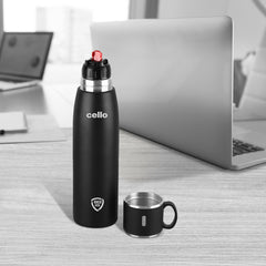 Duro Cup Style Flask, Vacusteel Water Bottle 1000ml Black / 1000ml