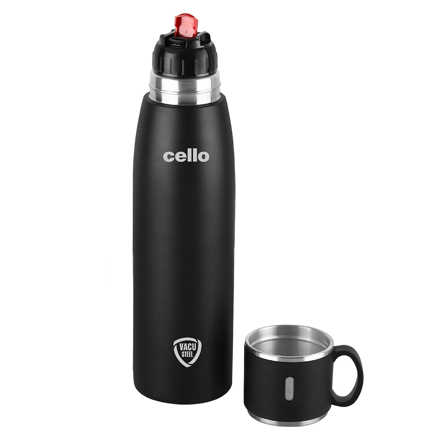 Duro Cup Style Flask, Vacusteel Water Bottle 1000ml Black / 1000ml