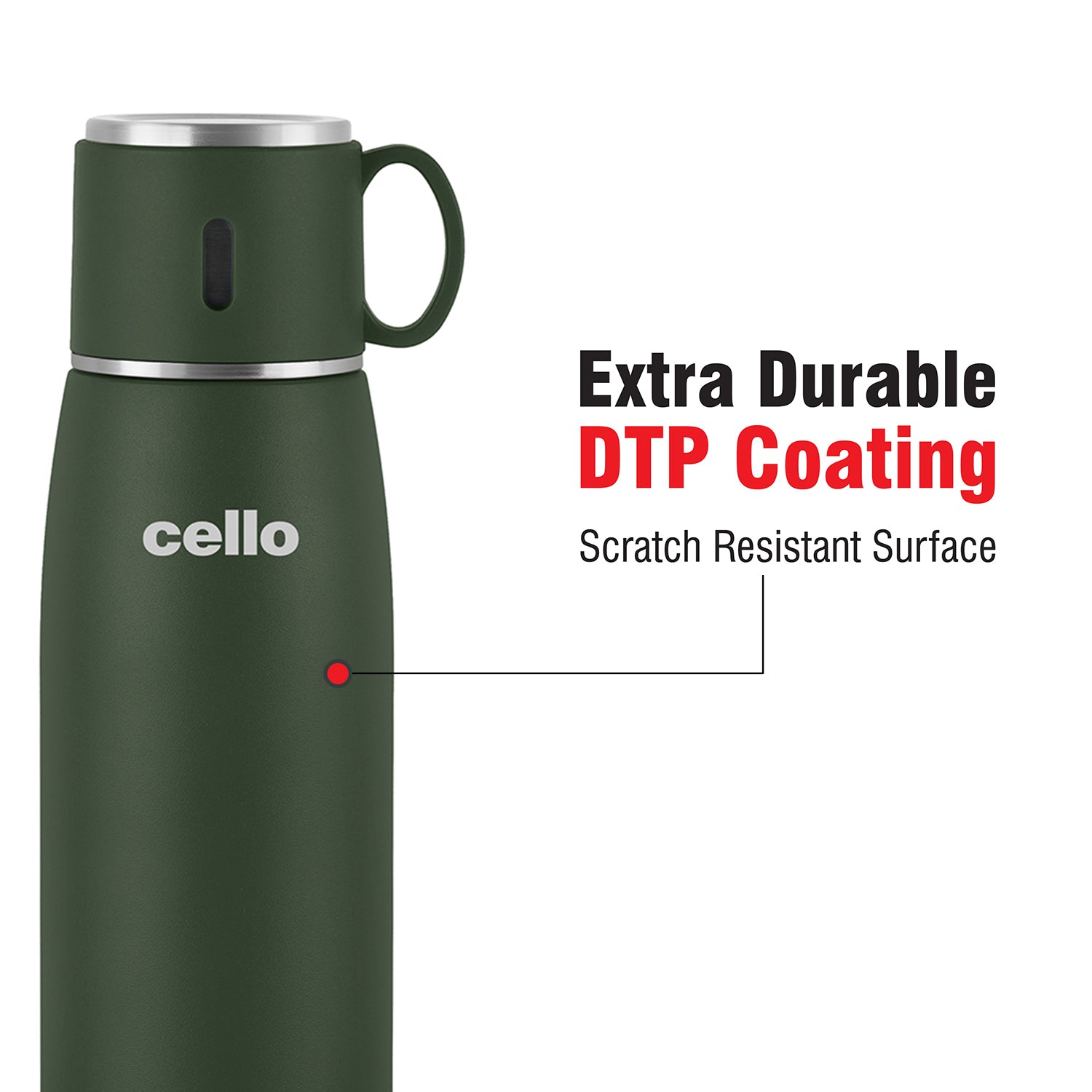 Duro Cup Style Flask, Vacusteel Water Bottle 1000ml Green / 1000ml
