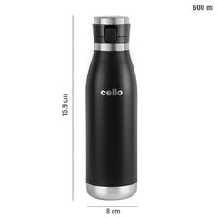 Duro Jet Flask, Vacusteel Water Bottle, 600ml Black / 600ml / 1 Piece