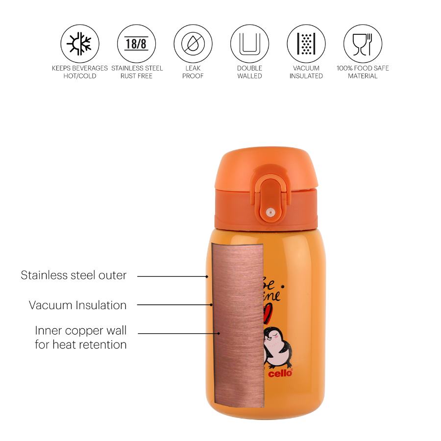 Junior 275 Hot & Cold Stainless Steel Kids Water Bottle, 275ml / 275ml