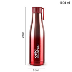 Dazzle Flask, Vacusteel Water Bottle, 1000ml Red / 1000ml / 1 Piece