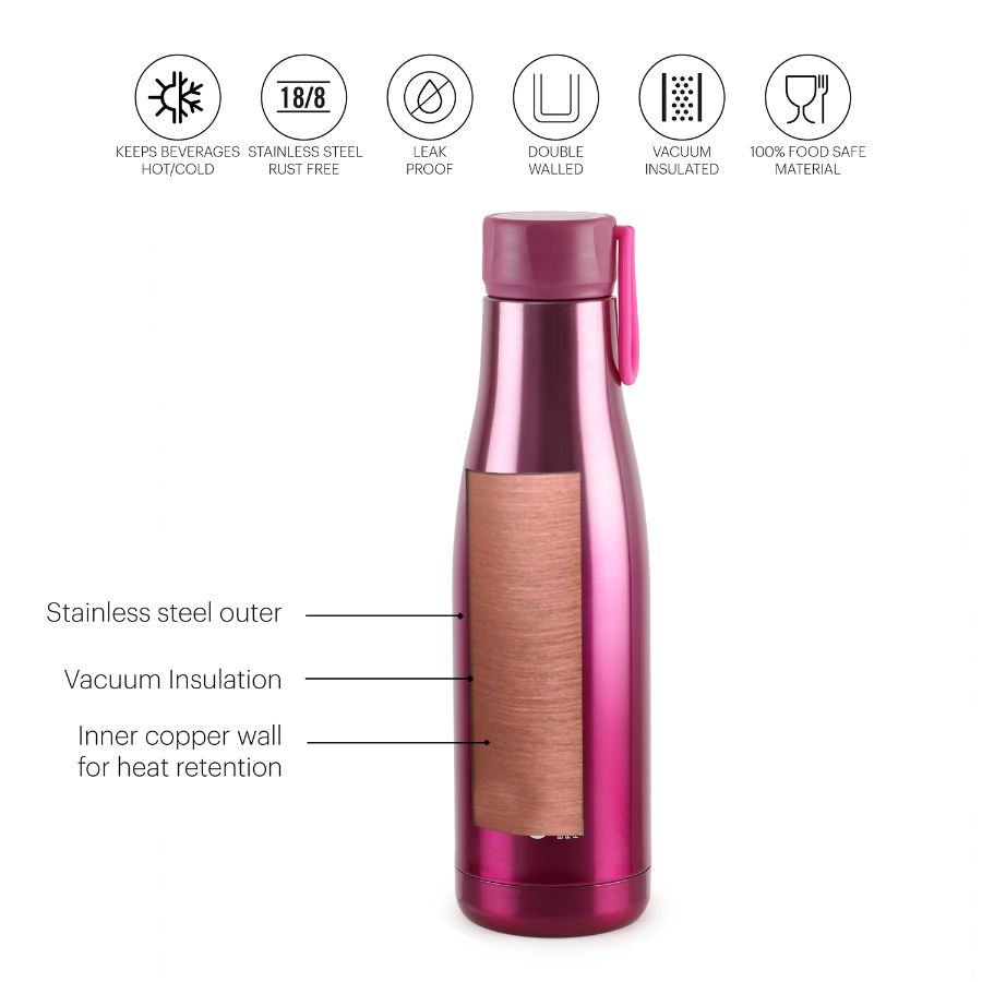 Dazzle Flask, Vacusteel Water Bottle, 1000ml Pink / 1000ml / 1 Piece