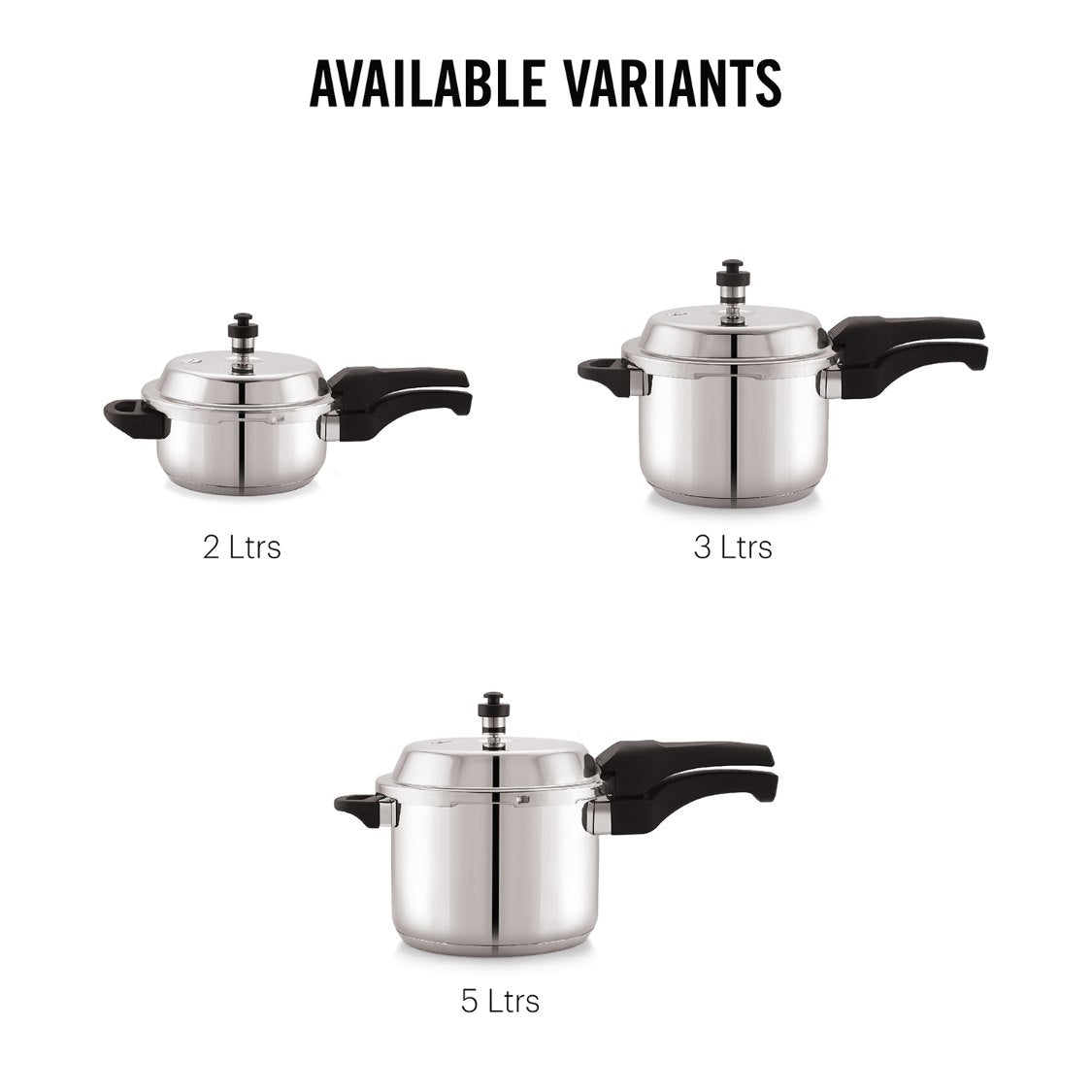 Chef Impact Bonded Stainless Steel Tri-Ply Bottom Pressure Cooker Outer Lid Silver / 2 Litres