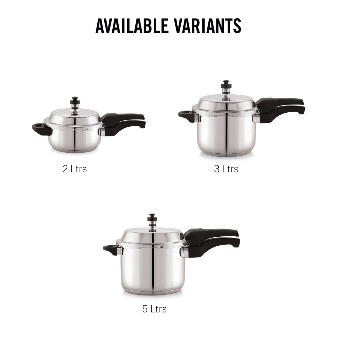 Chef Impact Bonded Stainless Steel Tri-Ply Bottom Pressure Cooker Outer Lid Silver / 3 Litres
