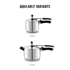 Chef Impact Bonded Stainless Steel Tri-Ply Bottom Pressure Cooker Inner Lid Silver / 3 Litres