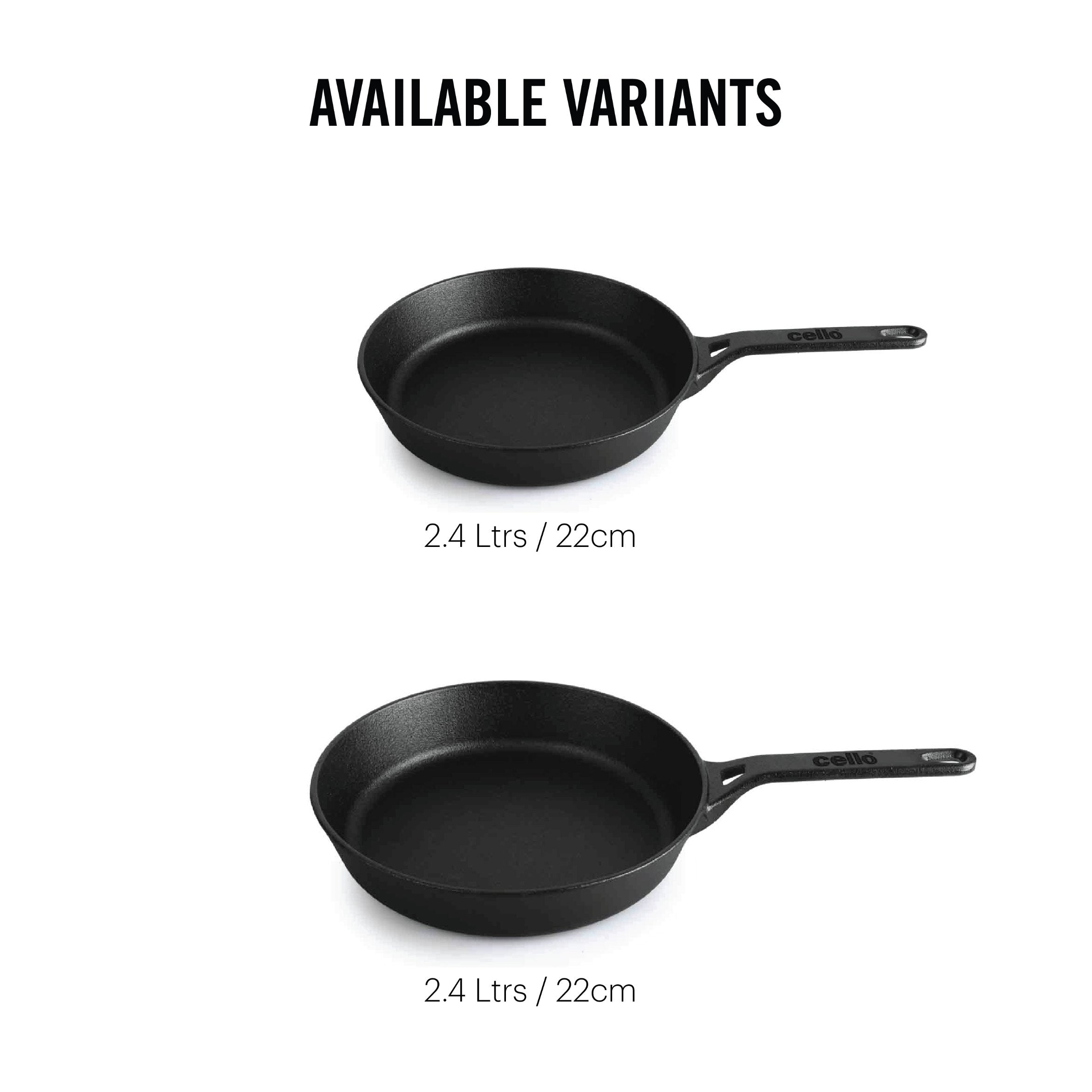 Ironica Pre-Seasoned Cast Iron Fry Pan Black / 22cm