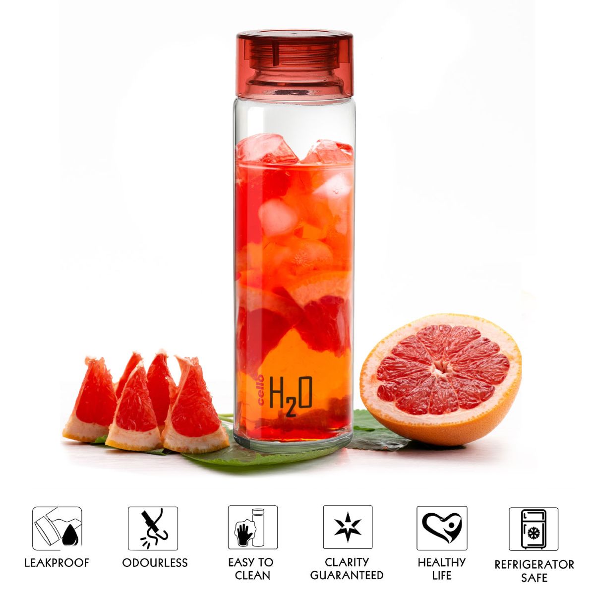 H2O Glass Water Bottle with Plastic Cap, 920ml / 920ml