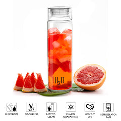 H2O Glass Water Bottle with Plastic Cap, 920ml / 920ml