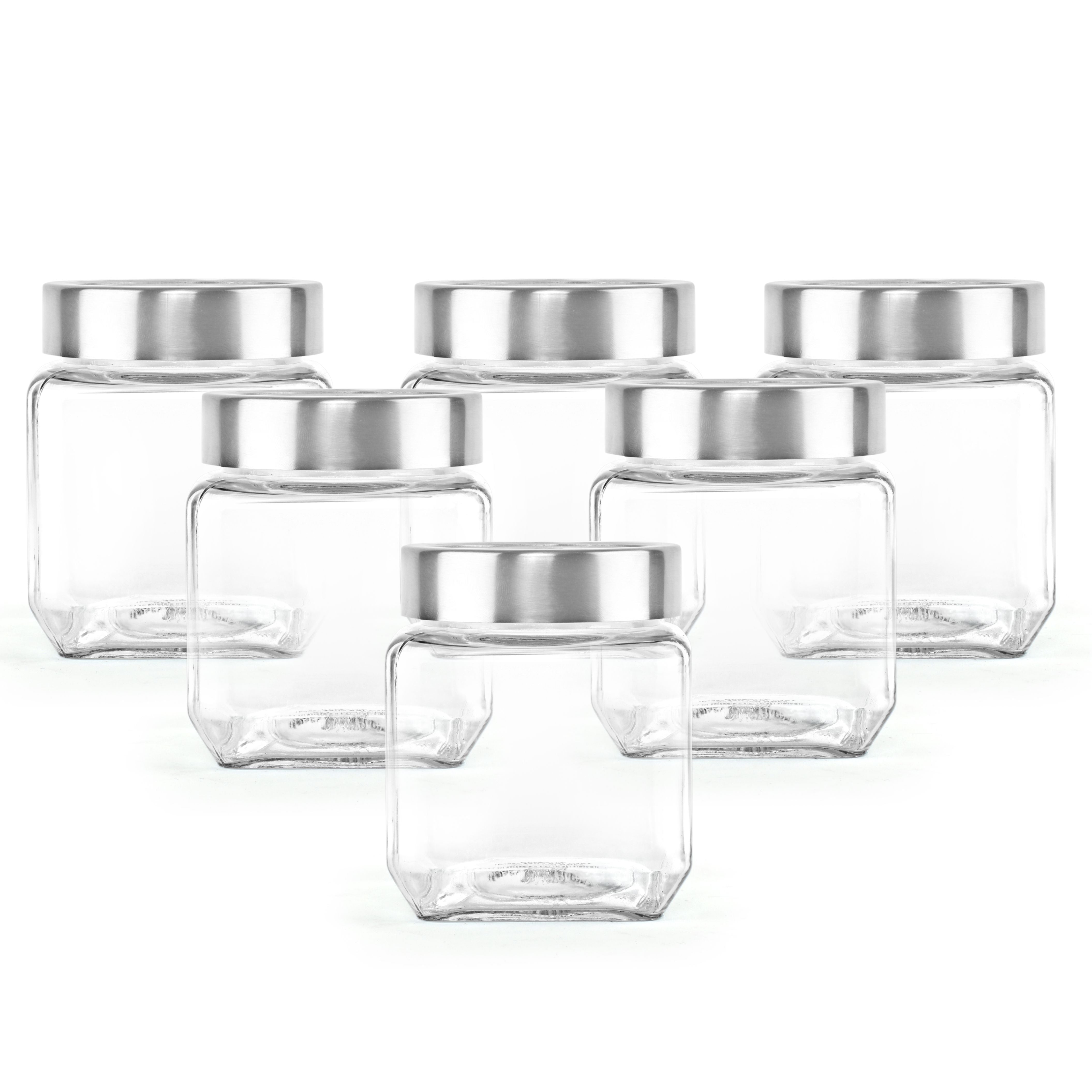 Qube Fresh Glass Storage Jar, 580ml, Set of 6 Clear / 580ml