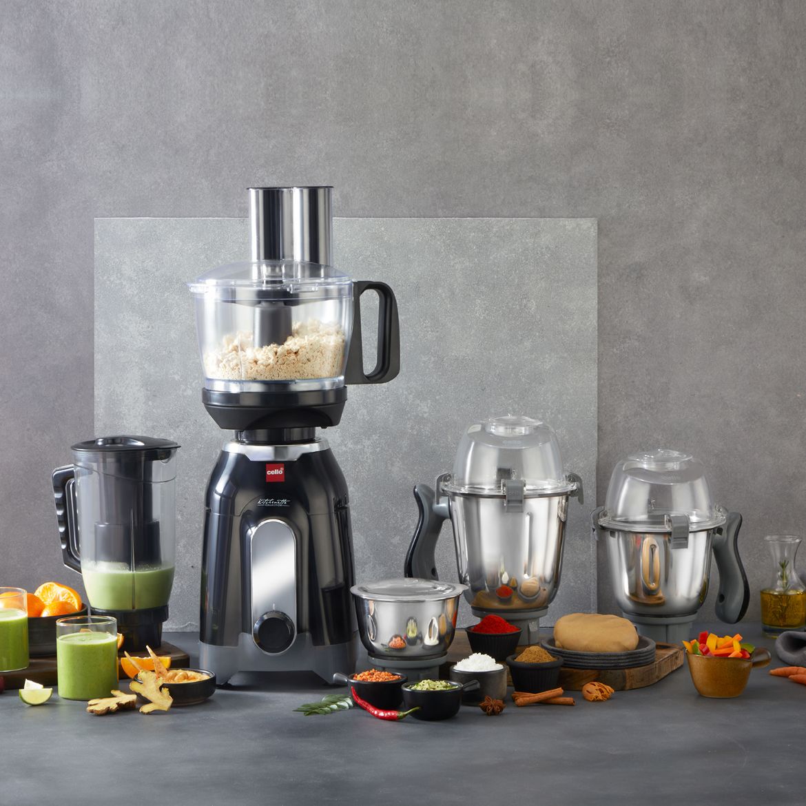 Discovery Chef Juicer Mixer Grinder with 5 Jars, 750W Black / 750 Watts