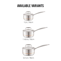 5-Ply Stainless Steel Sauce Pan with Lid Silver / 1 Litre