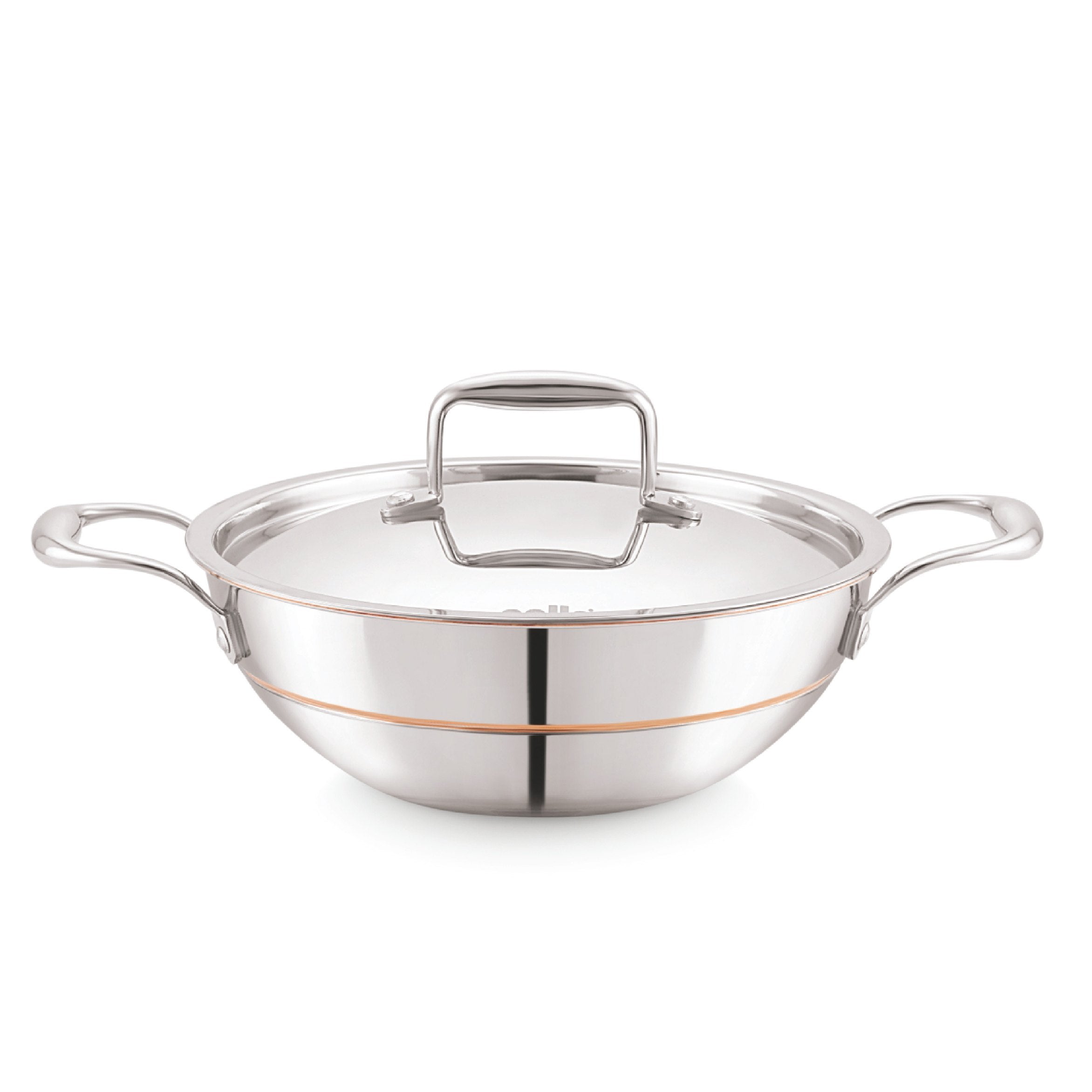 5-Ply Stainless Steel Kadhai with Lid Silver / 2.6 Litres