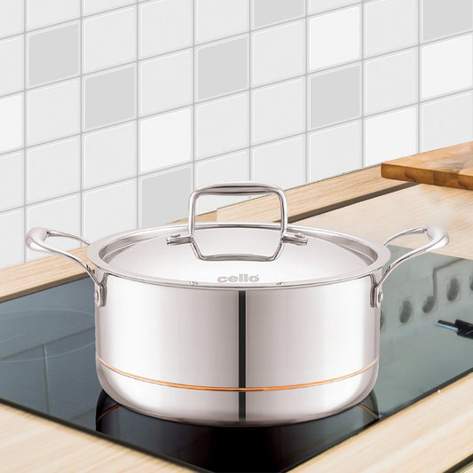 Silver|5-Ply Stainless Steel Casserole with Lid / 3 Litres