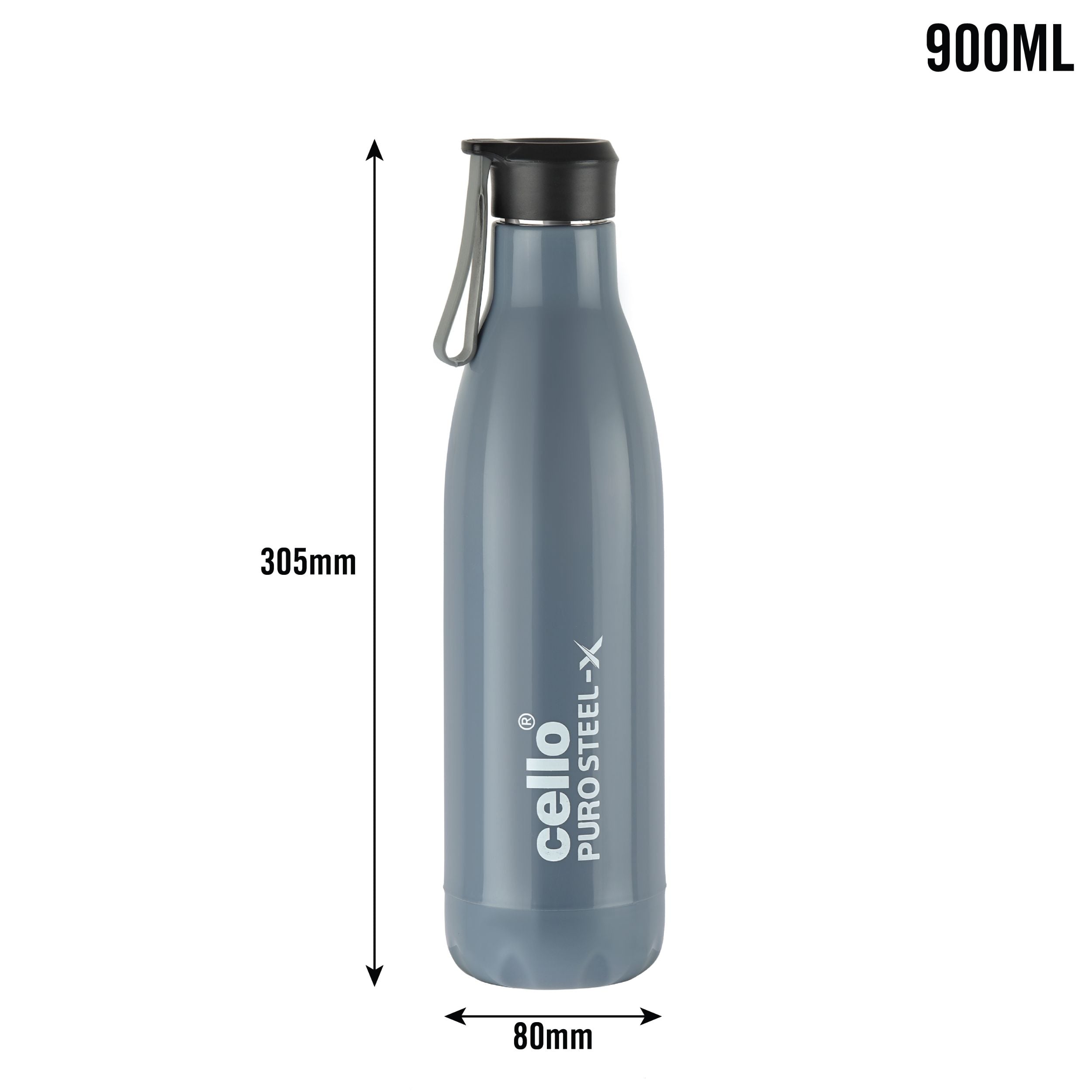 Puro Steel-X Neo 900 Water Bottle, 720ml Grey / 720ml / 1 Piece