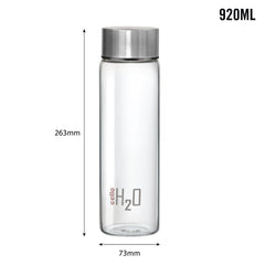 H2O Steelox Glass Water Bottle, 920ml Clear / 920ml / 3 Pieces