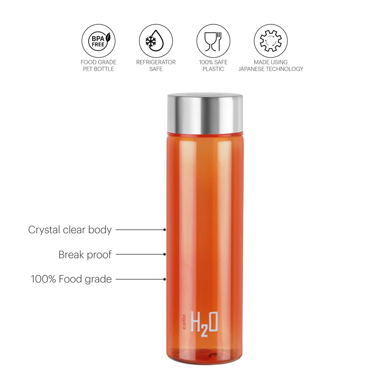 H2O Steelo Round Plastic Water Bottle, 1000ml Assorted / 1000ml / 3 Pieces