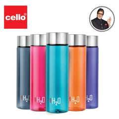 H2O Steelo Round Plastic Water Bottle, 1000ml Assorted / 1000ml / 5 Pieces