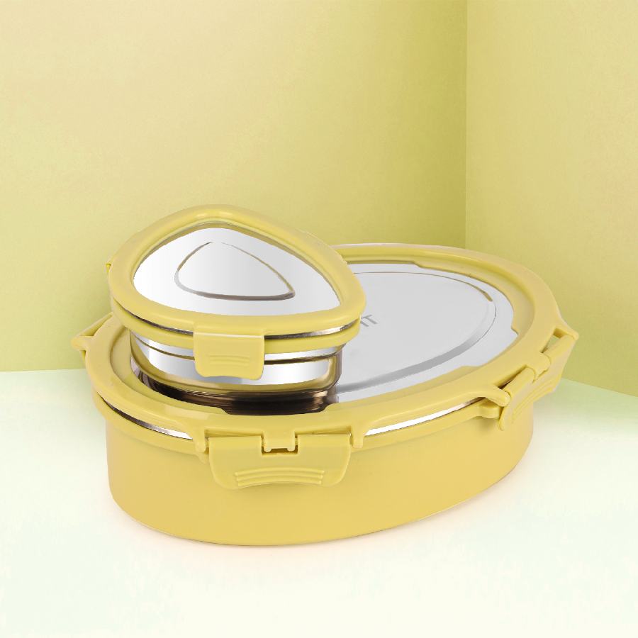 Yellow|Oval Eat Insulated Lunch Box