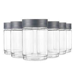 Modustack Glassy Storage Jar, 1500ml, Set of 6 Grey / 1500ml