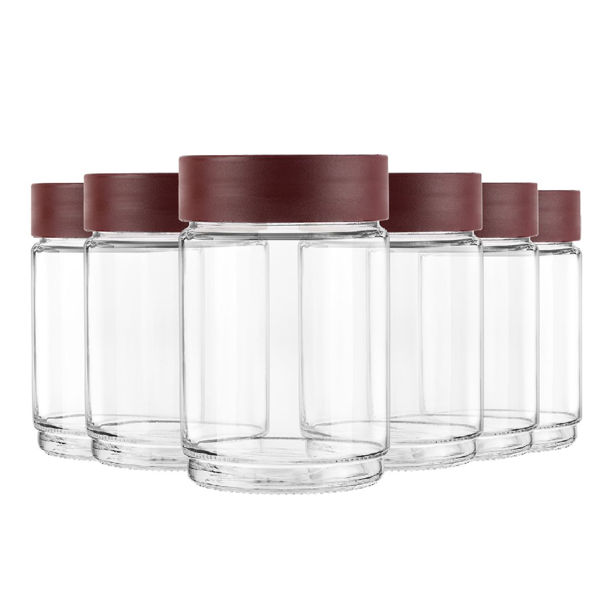 Modustack Glassy Storage Jar, 1500ml, Set of 6 Maroon / 1500ml