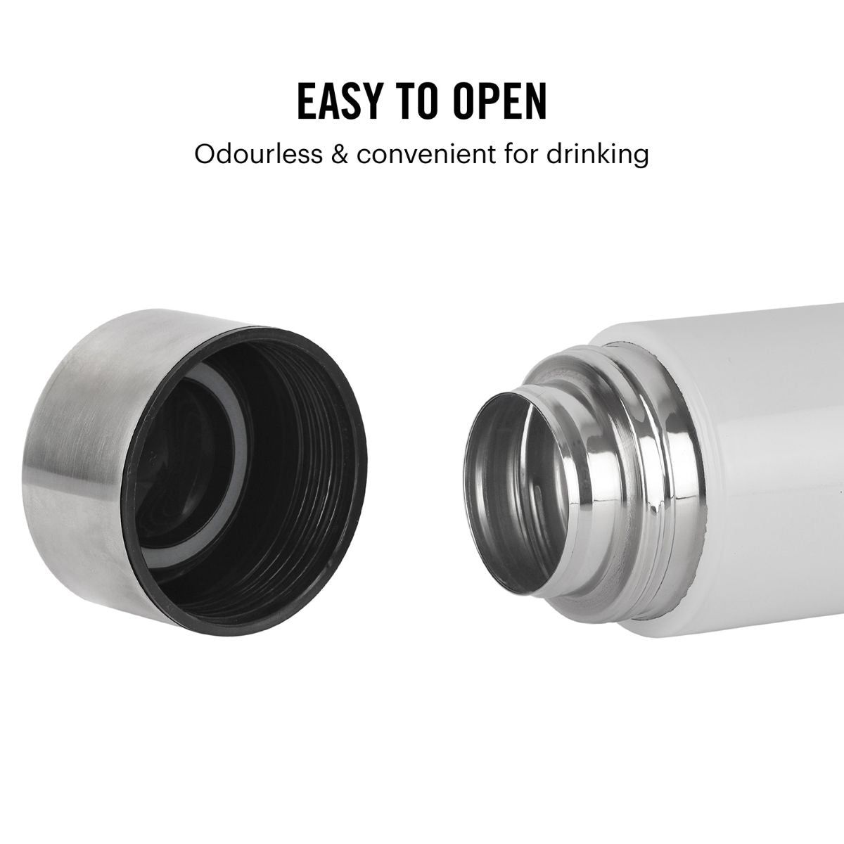 H2O Stainless Steel Water Bottle, 1000ml White / 1000ml / 1 Piece