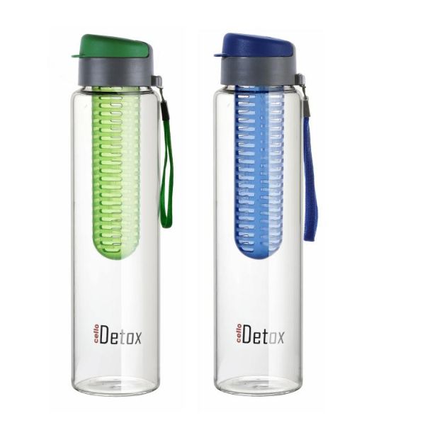 Detox Fruit & Tea Infuser Glass Water Bottle Assorted / 750ml / 2 Pieces