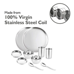Steelox 12 Pieces Stainless Steel Dinner Set for Family of 2