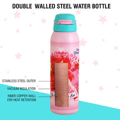Gym-Star Toons Hot & Cold Stainless Steel Kids Water Bottle, 650ml Pink / 650ml / Litte Mermaid