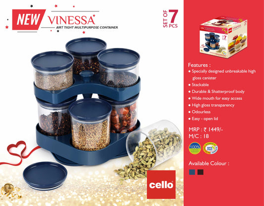 Blue|Vinessa Multipurpose Canister Set, 7 Pieces / 7 Pieces