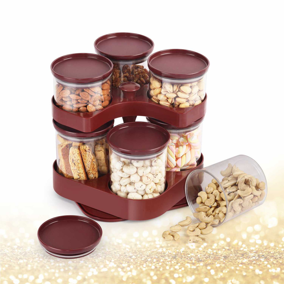 Maroon|Vinessa Multipurpose Canister Set, 7 Pieces / 7 Pieces