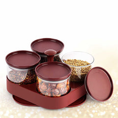 Vinessa Multipurpose Canister Set, 4 Pieces Maroon / 4 Pieces